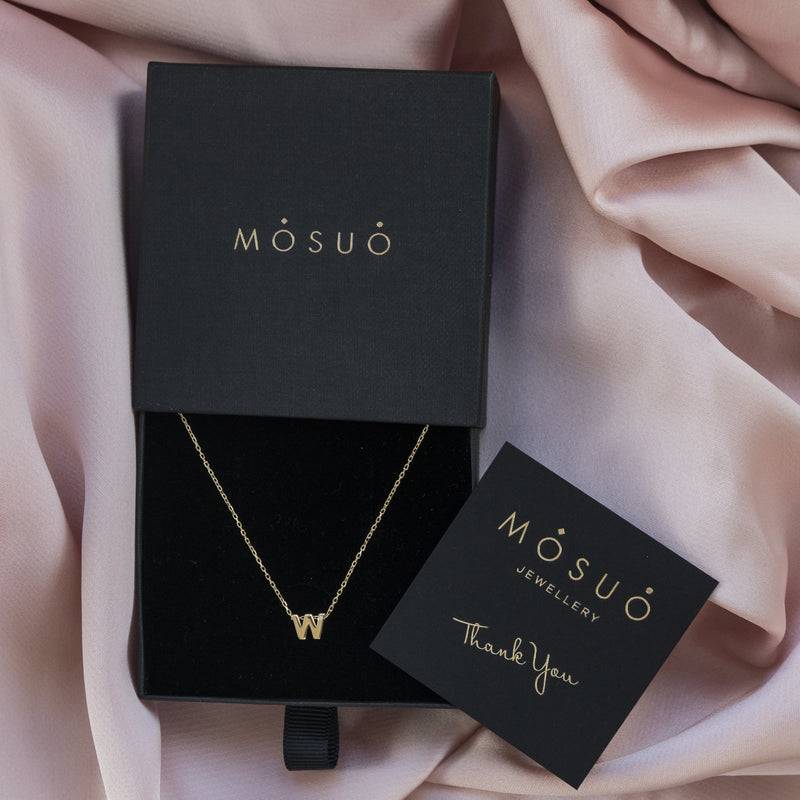 Mosuo Jewellery Diamant Buchstaben Halskette “W”- Vermeil