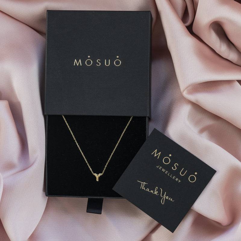Mosuo Jewellery Diamant Buchstaben Halskette “Y”- Vermeil