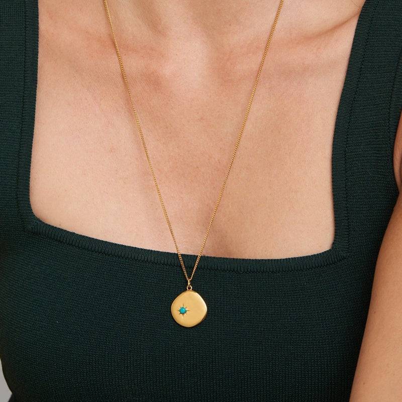 Mosuo Jewellery Geburtsstein Halskette Dezember - Vermeil & Türkis