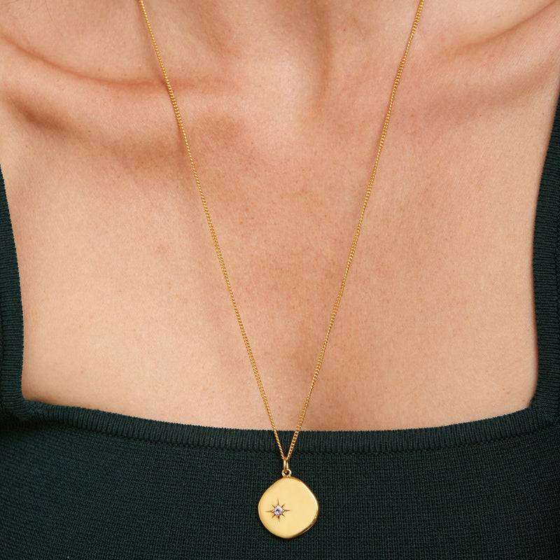 Mosuo Jewellery Geburtsstein Halskette Februar - Vermeil & Amethyst