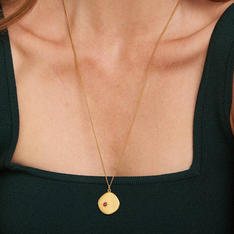 Mosuo Jewellery Geburtsstein Halskette Juli - Vermeil & Rubin