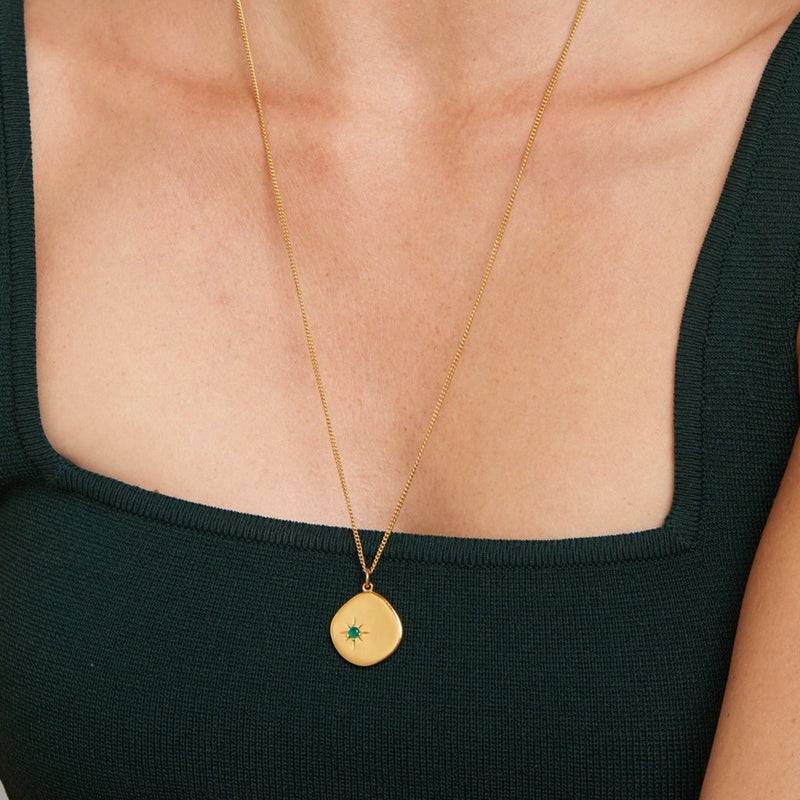 Mosuo Jewellery Geburtsstein Halskette Mai - Vermeil & Grüner Onyx