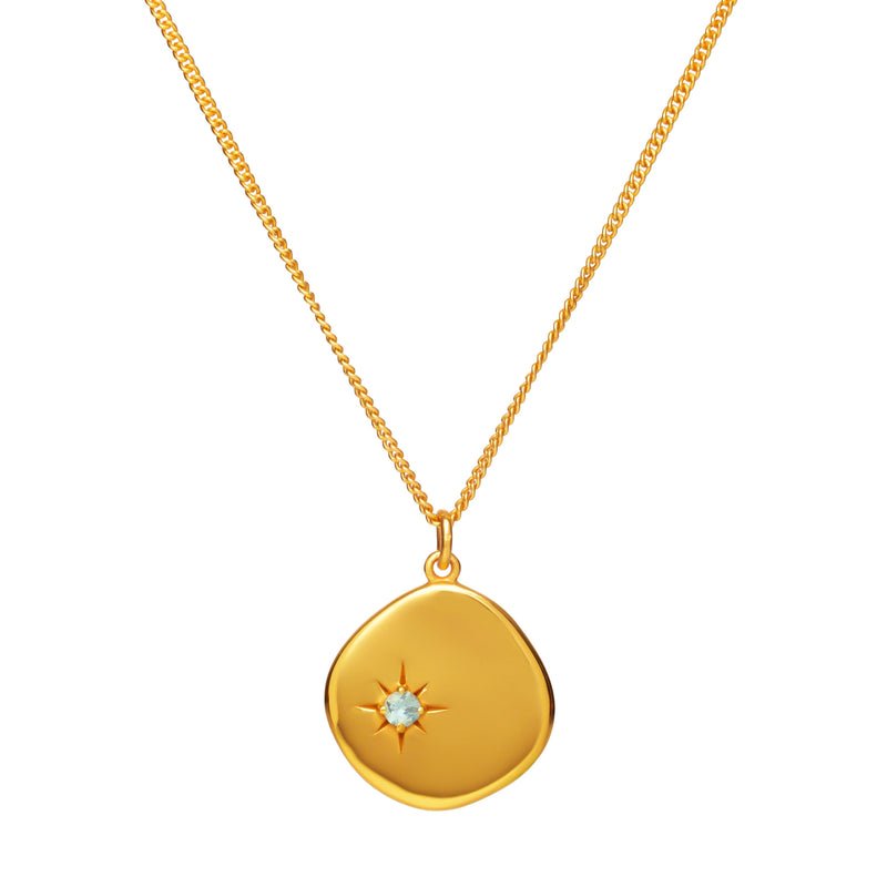 Mosuo Jewellery Geburtsstein Halskette März - Vermeil & Aquamarin