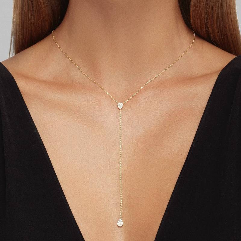 Mosuo Jewellery Teardrop Lariat Halskette - Vermeil