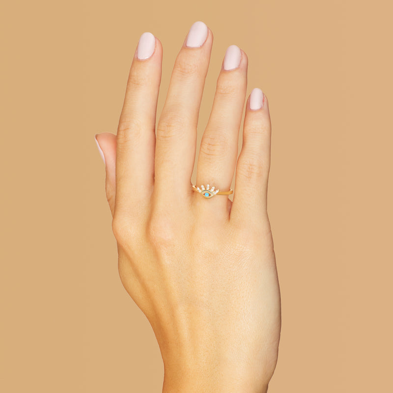 Mosuo Jewellery Türkis Diamant Evil Eye Ring