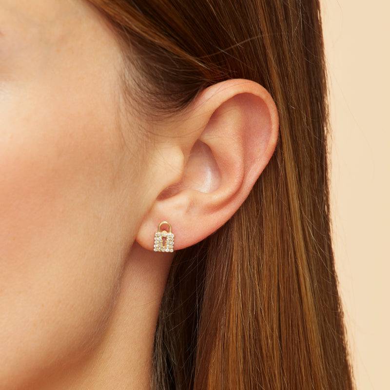 Mosuo Jewellery Schloss Und Schlüssel Diamant Ohrstecker