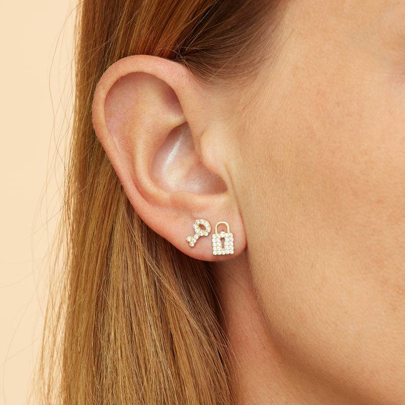 Mosuo Jewellery Schloss Und Schlüssel Diamant Ohrstecker