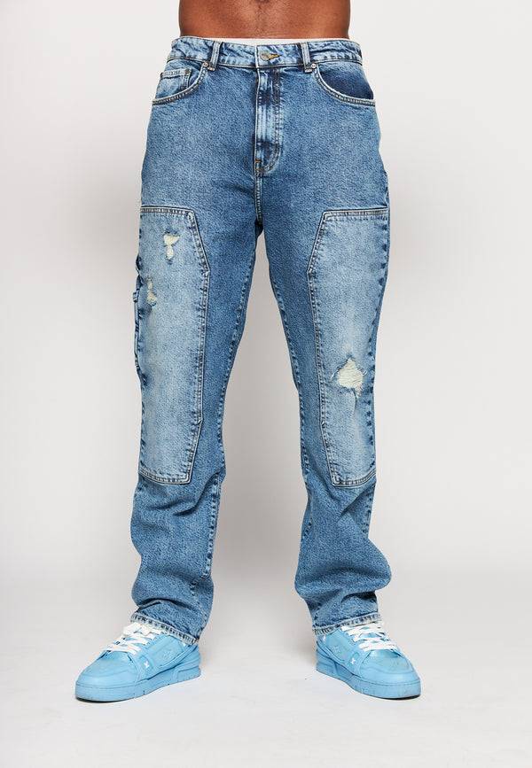 Multiply Spparel Multiply Denim CARPENTER DESTROYED Blue Grey