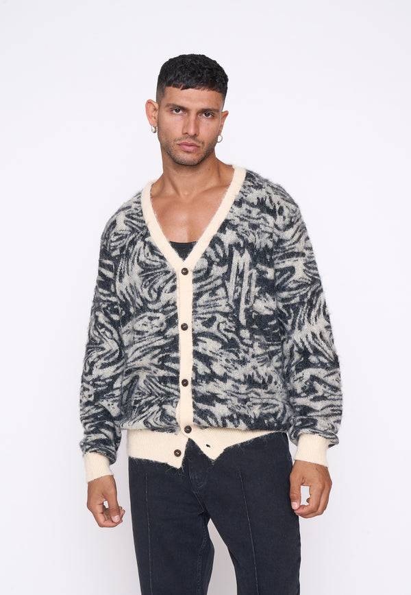 Multiply Spparel Knit Cardigan CONCRETE White Swan