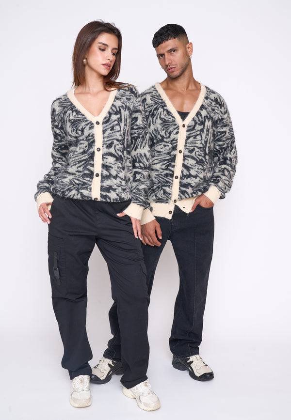 Multiply Spparel Knit Cardigan CONCRETE White Swan