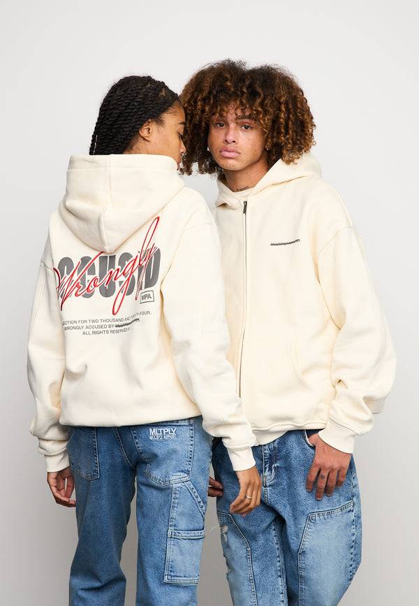 Multiply Spparel Oversize Zip Hoodie CHEATER Egret