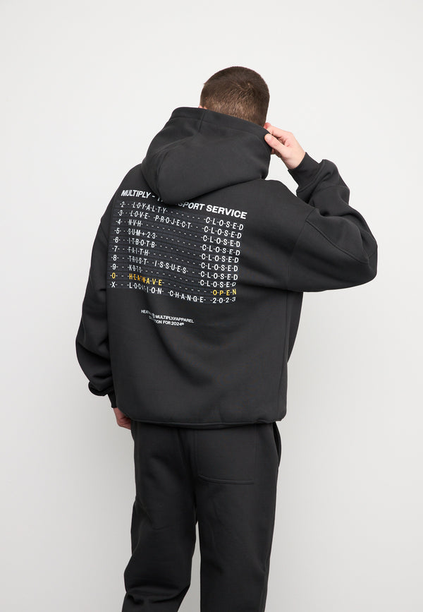 Multiply Spparel Oversize Hoodie BOARDING Black Soda Washed