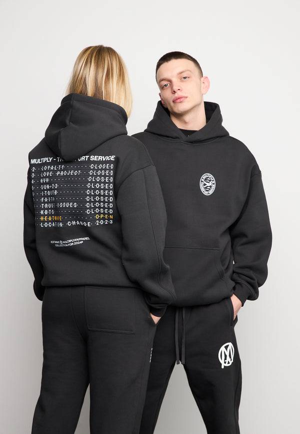 Multiply Spparel Oversize Hoodie BOARDING Black Soda Washed