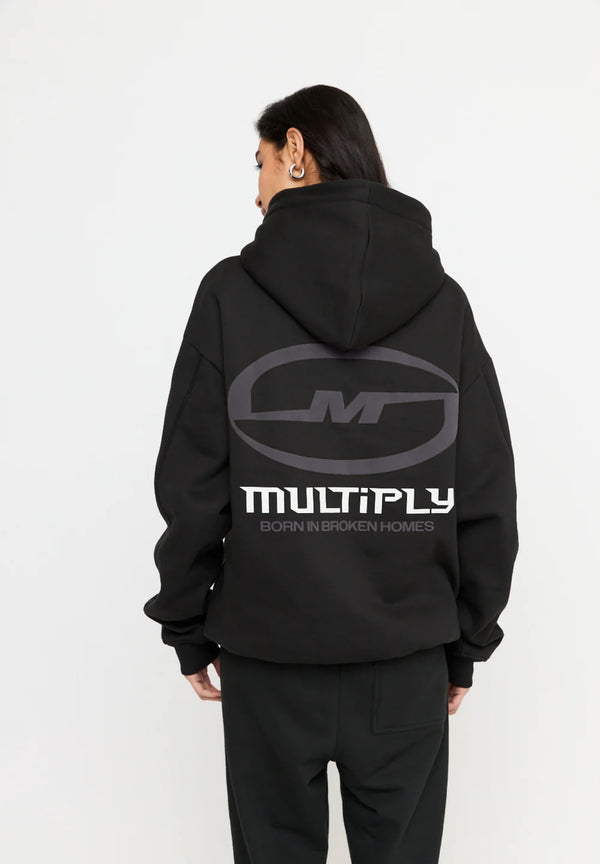 Multiply Spparel Oversize Hoodie BROKEN IDENTITY Black Soda Washed