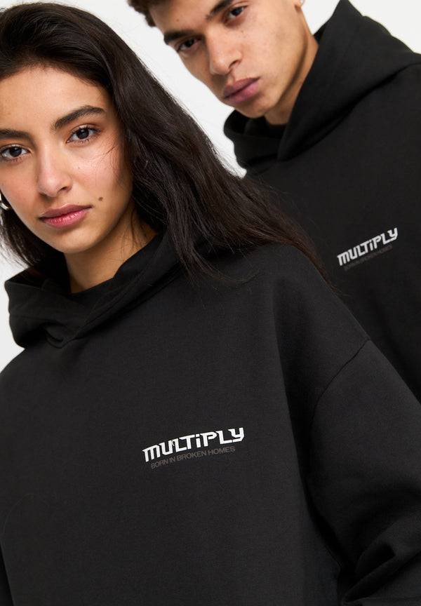 Multiply Spparel Oversize Hoodie BROKEN IDENTITY Black Soda Washed