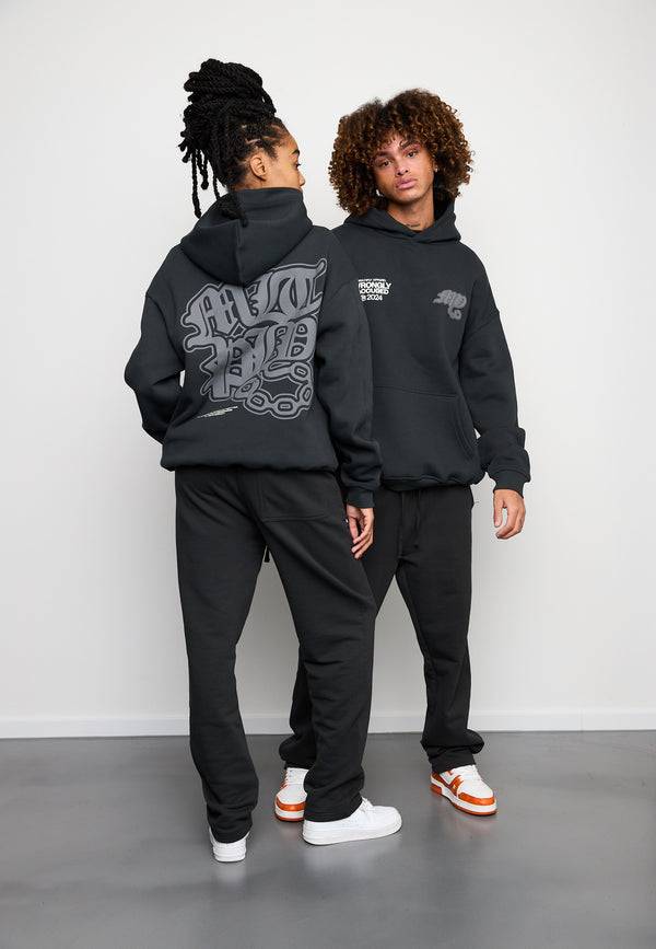 Multiply Spparel Oversize Hoodie FALSEHOOD Black Soda Washed