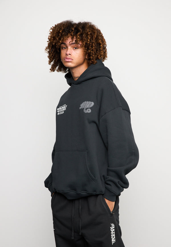 Multiply Spparel Oversize Hoodie FALSEHOOD Black Soda Washed