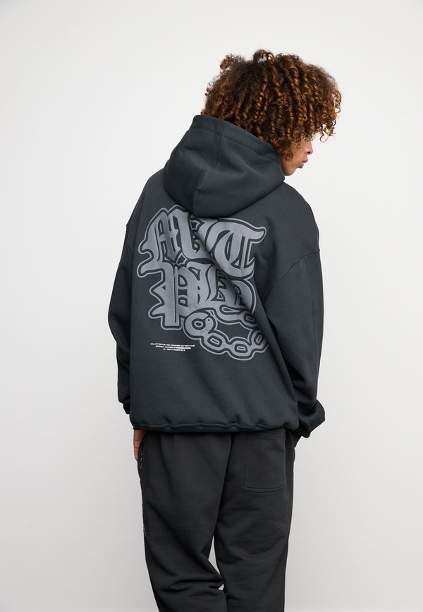 Multiply Spparel Oversize Hoodie FALSEHOOD Black Soda Washed