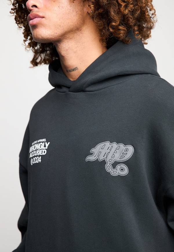 Multiply Spparel Oversize Hoodie FALSEHOOD Black Soda Washed