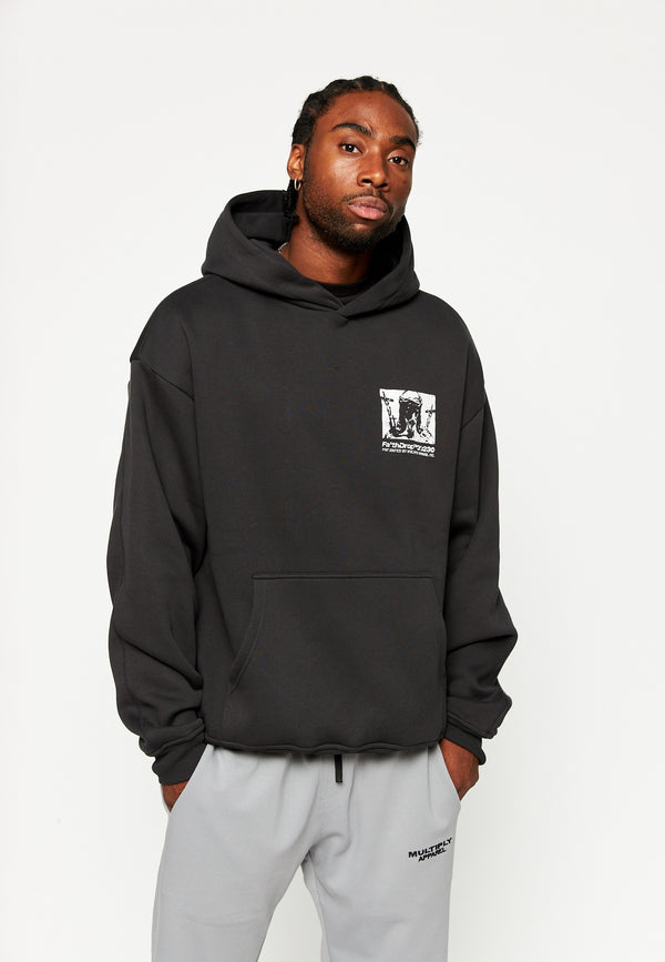 Multiply Spparel Oversize Hoodie HEAVY BURDEN Black Soda Washed