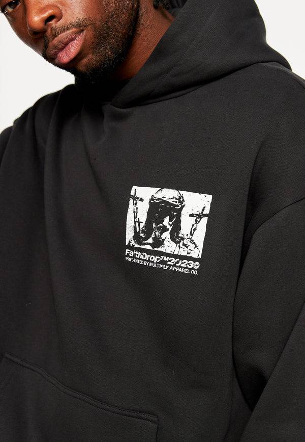 Multiply Spparel Oversize Hoodie HEAVY BURDEN Black Soda Washed