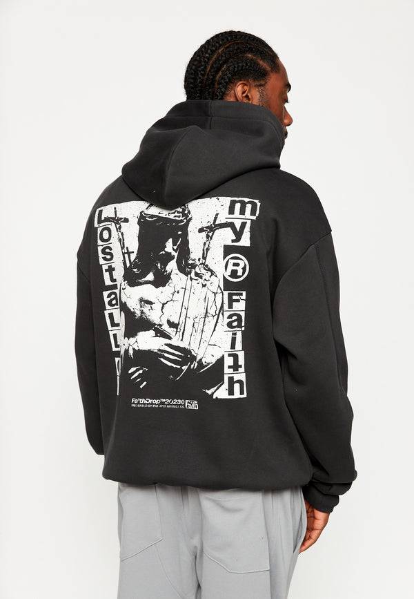 Multiply Spparel Oversize Hoodie HEAVY BURDEN Black Soda Washed