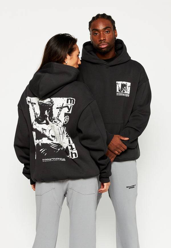 Multiply Spparel Oversize Hoodie HEAVY BURDEN Black soda Washed