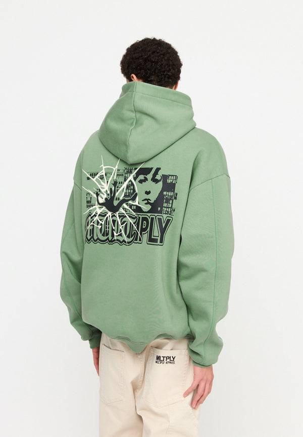 Multiply Spparel Oversize Hoodie INSECURITY Hedge Green