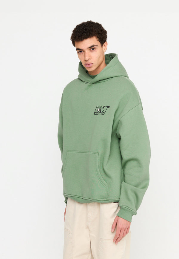 Multiply Spparel Oversize Hoodie INSECURITY Hedge Green