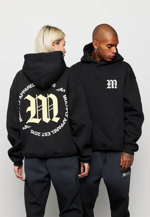 Multiply Spparel Oversize Hoodie M CIRCLE Black Soda Washed