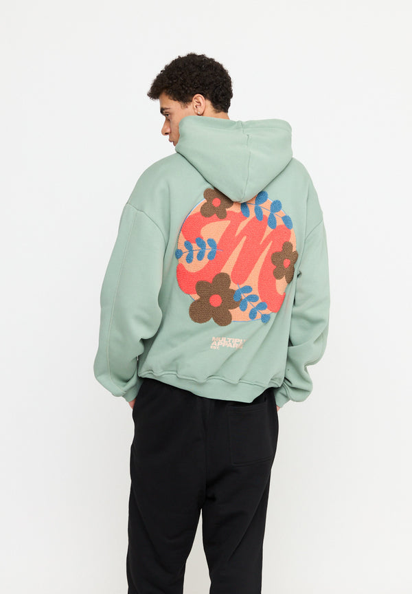 Multiply Spparel Oversize Hoodie M FLORAL Liiy Pad Soda Washed