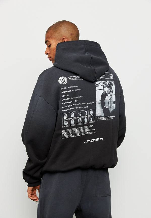 Multiply Spparel Oversize Hoodie SUSPICIOUS Black Soda Washed