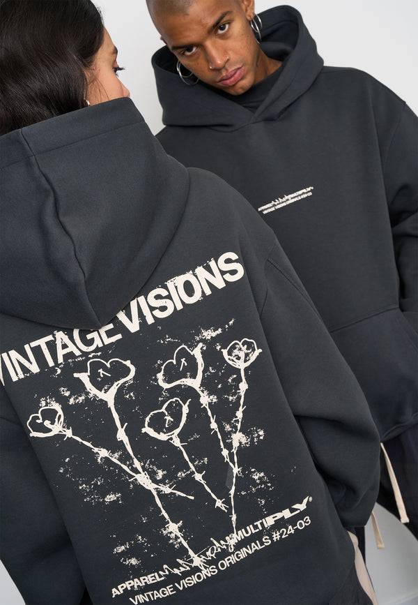 Multiply Spparel Oversize Hoodie V Visions Black Soda Washed