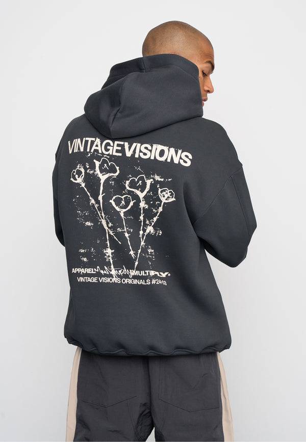 Multiply Spparel Oversize Hoodie V Visions Black Soda Washed