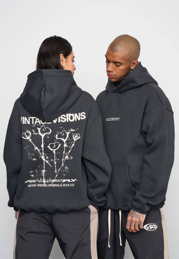 Multiply Spparel Oversize Hoodie V Visions Black Soda Washed