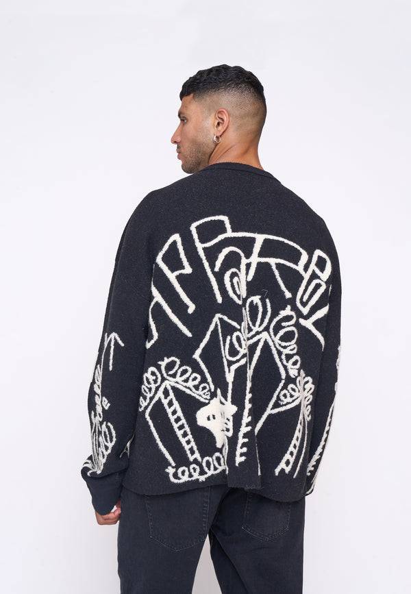 Multiply Spparel Oversize Knit Sweater DOWNTOWN Black