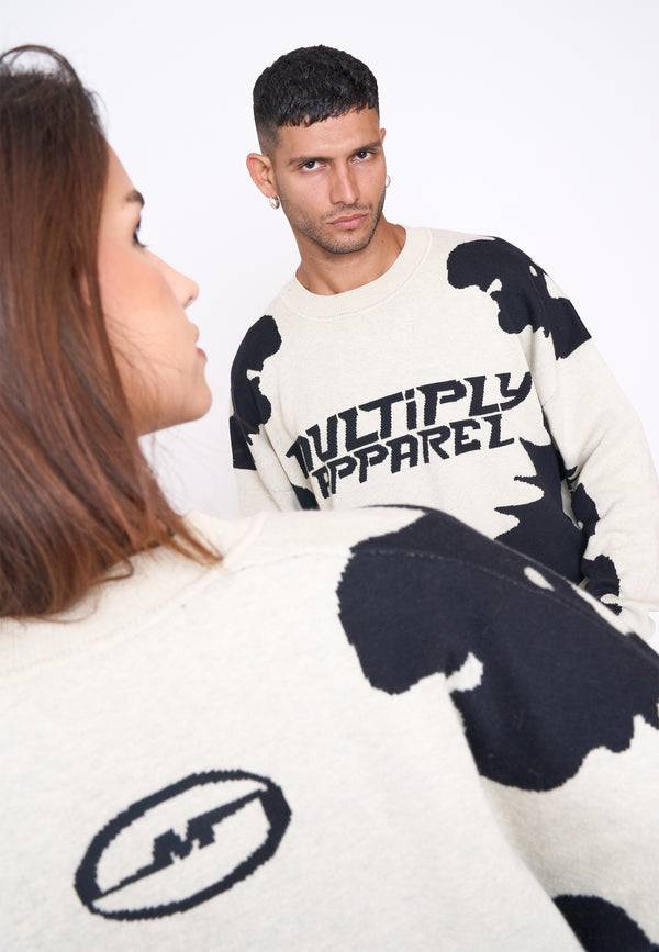 Multiply Spparel Oversize Knit Sweater URBAN White Swan Black