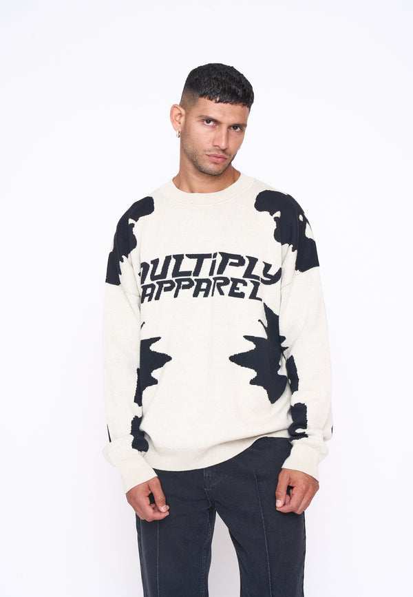 Multiply Spparel Oversize Knit Sweater URBAN White Swan Black