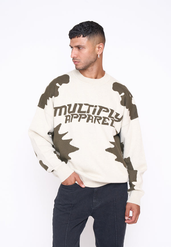 Multiply Spparel Oversize Knit Sweater URBAN White Swan Green