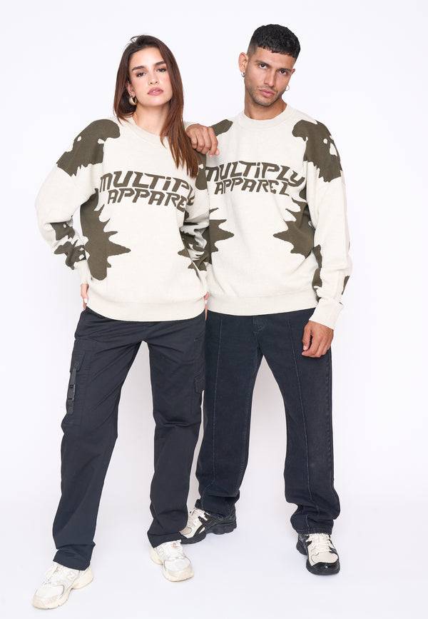 Multiply Spparel Oversize Knit Sweater URBAN White Swan Green