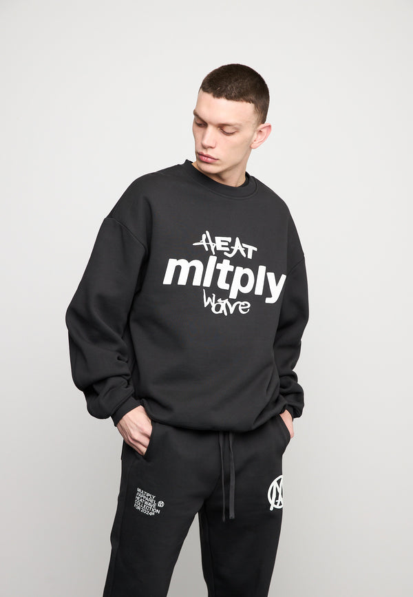 Multiply Spparel Oversize Sweatshirt MLTPLY WAVE Black Soda Washed