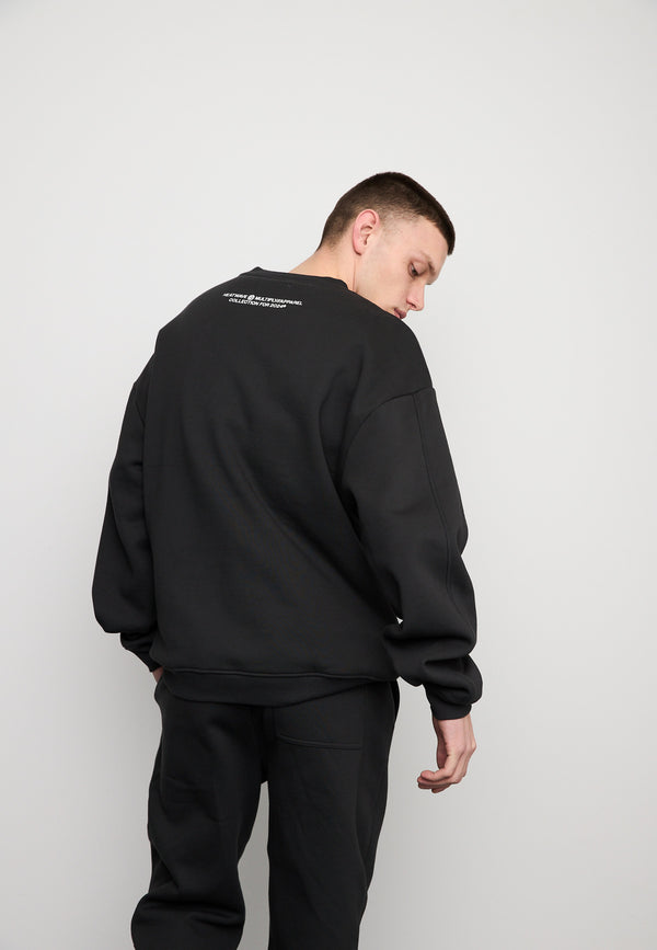Multiply Spparel Oversize Sweatshirt MLTPLY WAVE Black Soda Washed