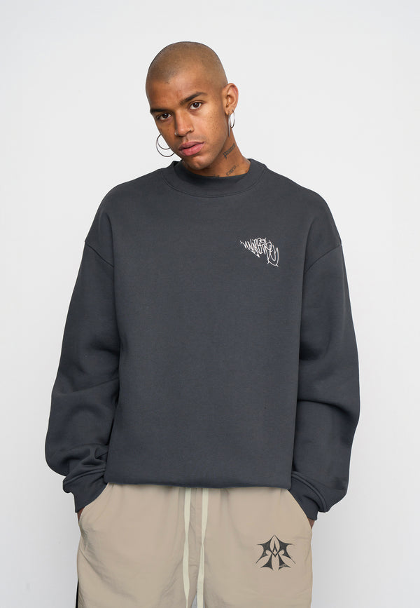 Multiply Spparel Oversize Sweatshirt THORNES Black Soda Washed