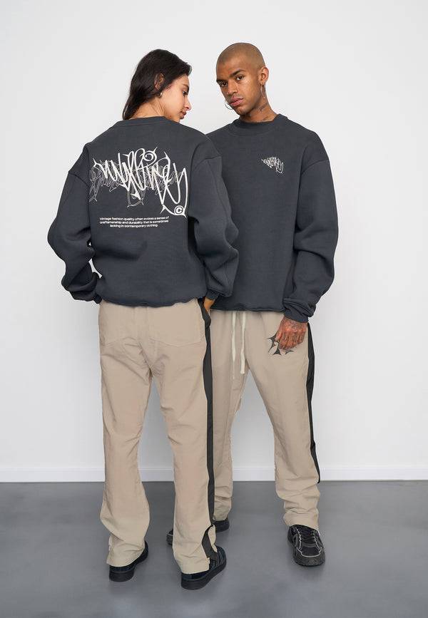 Multiply Spparel Oversize Sweatshirt THORNES Black Soda Washed