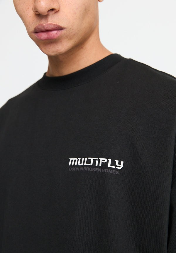 Multiply Spparel Oversize T-Shirt BROKEN IDENTITY Black Soda Washed