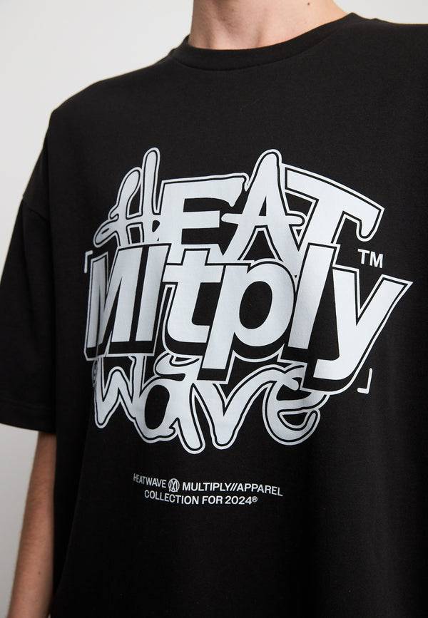 Multiply Spparel Oversize T-Shirt HEAT INDEX Black Soda Washed