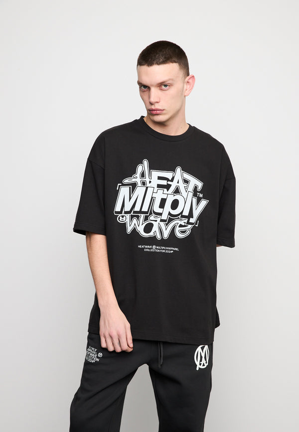 Multiply Spparel Oversize T-Shirt HEAT INDEX Black Soda Washed