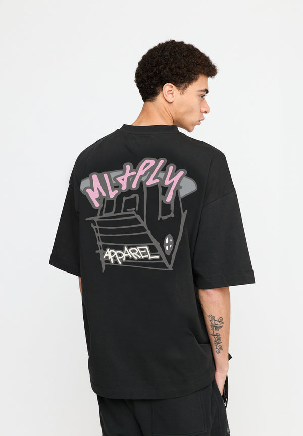 Multiply Spparel Oversize T-Shirt ISOLATION Black Soda Washed