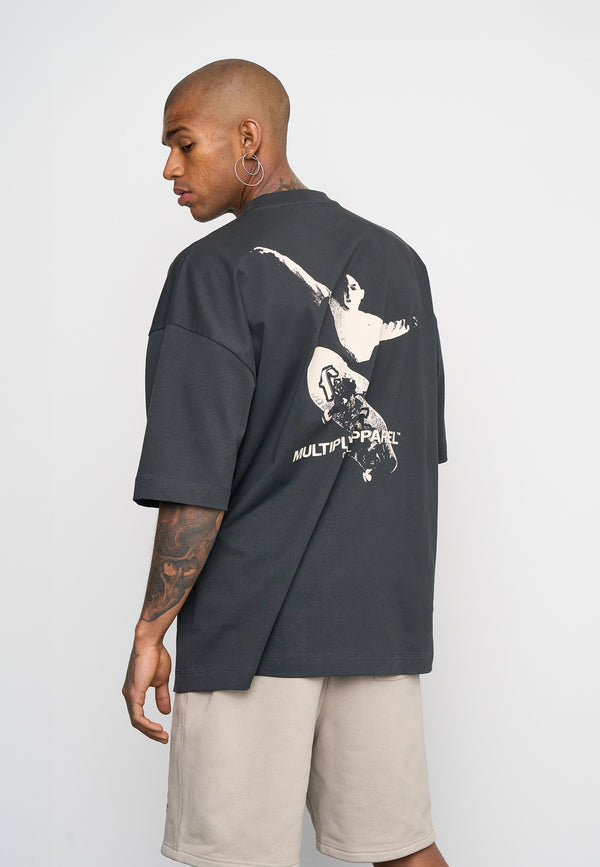 Multiply Spparel Oversize T-Shirt KICKFLIP Black Soda Washed