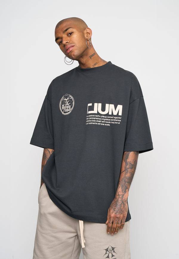 Multiply Spparel Oversize T-Shirt ROOTS Black Soda Washed